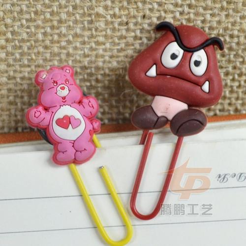 文教办公用品 文具 书签 工厂订做pvc软胶回形针书签,